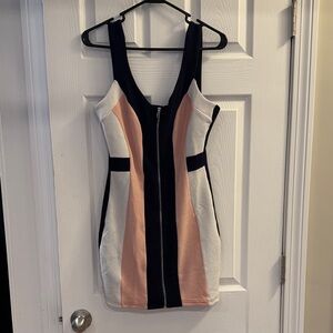SHEIN Colorblock Sleeveless Zip-Up Mini Dress (size S)